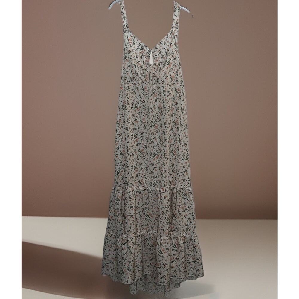 Liberty Love Cream Floral Spaghetti Strap Maxi Long Dress Size 2XL Cottagecore